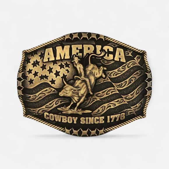 Montana Silversmiths Cowboy America Since 1776 Belt Buckle - Retail $50 - NEW - Picture 4 of 7